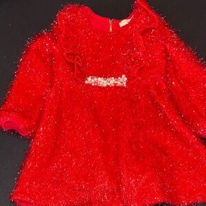 TRULY  ME Red Sparkle Party Dress with Pearl Accent